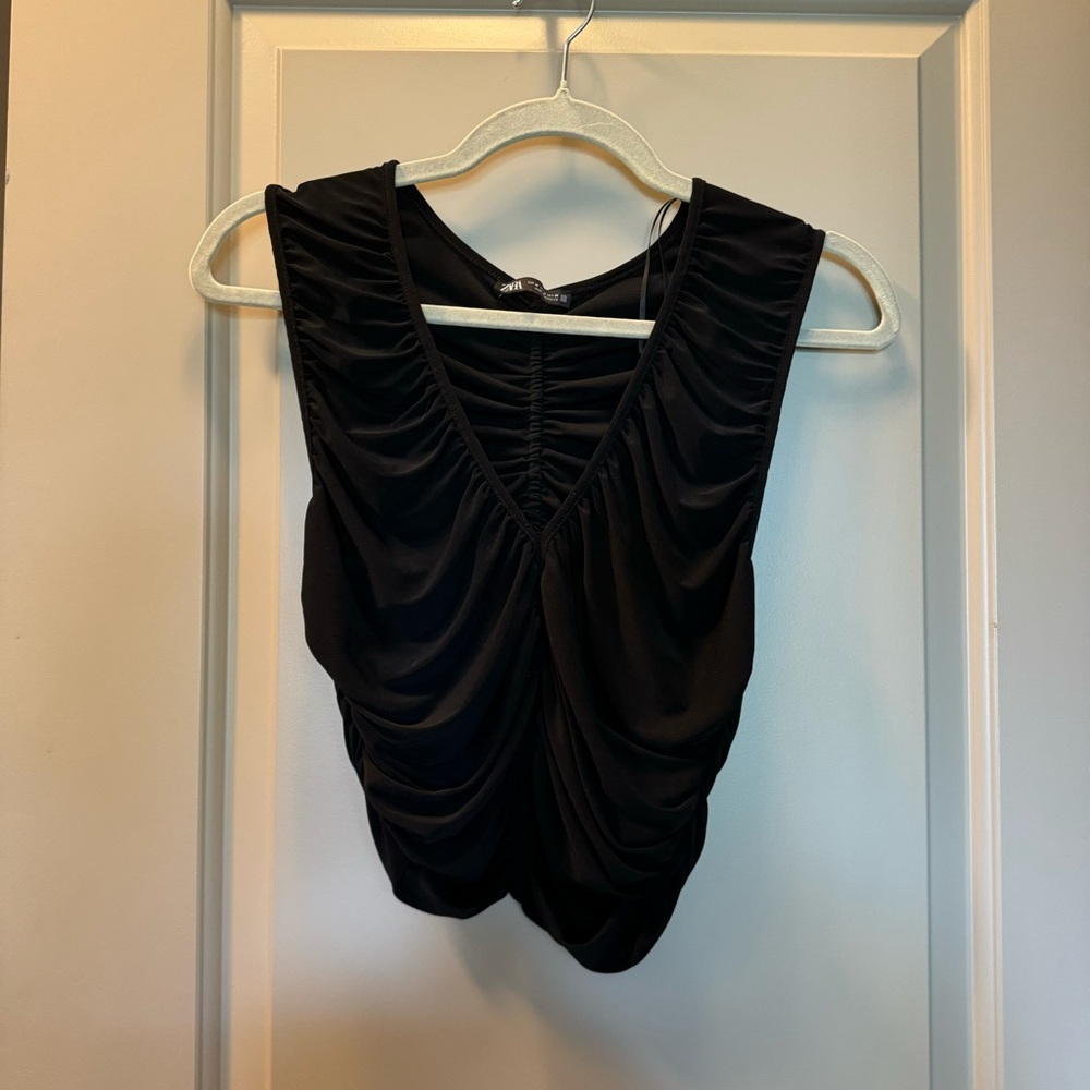 Black Zara scrunch tank top